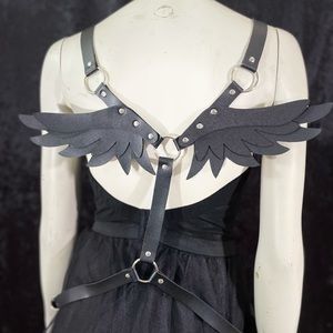 Wings Faux Leather Harness Strap 2XL
